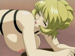 anime bent_over blush bouncing_breasts breasts closed_eyes gibomai gif hentai looking_back megumi_wakao nude step_sister