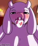 1girl anthro caprine cum cum_in_mouth cum_inside cum_on_tongue furry gif goat mammal mature_female nude spunkubus tongue toriel undertale video_games