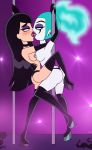 ass big_ass big_breasts breasts danny_phantom ember_mclain kissing nipples purfectprincessgirl saliva samantha_manson stripper stripper_pole tongue topless yuri