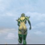  3d animated ass bodysuit boots buildings cg city clouds dc_comics dc_universe_online dcuo game gif gloves green_bodysuit green_boots green_gloves green_hair green_latex green_spandex green_suit green_tights high_heels latex metropolis running skyscrapers spandex sprinting thigh_gap tights 