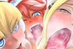 cynthia double_fellatio elesa fellatio oral pokemon pokemon_(game) pokemon_bw2 porkyman skyla triple_fellatio