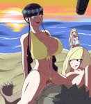 3_girls 3girls aether_foundation alolan_golem alolan_pokemon alternate_hair_style alternate_hairstyle beach big_breasts bikini bikini_aside bosomancer breasts elesa flower girl_on_top golem hair_flower huge_breasts interspecies licking_lips lillie lillie_(pokemon) lusamine milf mother_and_daughter multiple_girls nude ocean on_top pokemon pokemon_(game) pokemon_bw pokemon_bw2 pokemon_sm porkyman sand sex shocked sunset surprised sweating swimsuit tongue tongue_out vaginal vaginal_sex water white_bikini white_swimsuit yellow_bikini