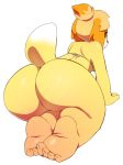 1girl 1girl 2017 animal_crossing anthro ass berseepon09 big_ass bikini canine clothed clothing dog feet furry isabelle_(animal_crossing) looking_at_viewer looking_back mammal nintendo simple_background swimsuit tagme video_games white_background