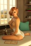 3d clothed clothes erect_nipples green_eyes hard_nipples lingerie makeup petite photorealistic redhead rgus rgus_(artist) small_breasts tiny wine wine_bottle wine_glass