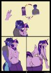 1girl anthro anus bare_back breasts clothed clothing comic duo equine feathered_wings feathers friendship_is_magic furry hair horn kanashiipanda male mammal my_little_pony navel night_light nipples purple_eyes purple_hair pussy simple_background smile tail twilight_sparkle wide_hips winged_unicorn wings yellow_eyes