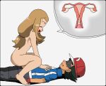 ash_ketchum blindfold blindfolded bloggerman breasts clothed_male_nude_female cum cum_in_uterus cum_inside cum_leaking girl_on_top human/human male/female on_top orgasm penis pokemon pokemon_(anime) pokemon_xy porkyman pussy satoshi_(pokemon) serena serena_(pokemon) sex uterus vaginal vaginal_penetration womb x-ray