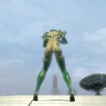  3d animated ass bodysuit boots buildings cg city clouds crying dc_comics dc_universe_online dcuo game gfycat gif gloves green_bodysuit green_boots green_gloves green_hair green_latex green_spandex green_suit green_tights high_heels latex metropolis skyscrapers spandex thigh_gap tights 