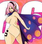  1girl ass big_ass big_breasts black_eyes breasts female_only looking_at_viewer looking_back nipples nude one_piece pink_hair reiju_vinsmoke sonson-sensei tongue vinsmoke_reiju 