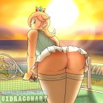 anus ass big_ass dat_ass female looking_at_viewer looking_back mario_tennis no_panties princess_rosalina pussy racket solo super_mario_bros. super_mario_galaxy tennis tennis_racket uxdragon