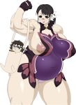  belly black_hair blush breasts cattleya glasses high_res hobby_japan huge_breasts jill_besson_(vordandan) lost_worlds muscle nipple_slip nipples nude plump ponytail queen&#039;s_blade tagme 