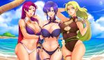 3_females 3_girls 3girls big_breasts bikini breasts brunnya_(fire_emblem) cleavage earrings female female_only fire_emblem fire_emblem:_the_binding_blade fire_emblem:_the_blazing_blade fire_emblem:_the_sacred_stones fire_emblem_heroes looking_at_viewer one-piece_swimsuit outdoor outside revolverwingstudios selena_(fire_emblem) standing swimsuit thick_thighs ursula_(fire_emblem) wide_hips