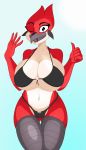  1girl absurd_res anthro big_breasts bikini breasts cameltoe cartoon_network cleavage clothed clothing ducktits furry high_res huge_breasts looking_at_viewer margaret margaret_(regular_show) navel one_eye_closed regular_show sideboob smile swimsuit underboob wink 