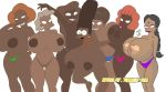 7girls alternate_breast_size alternate_hair_color alternate_skin_color bead_necklace big_breasts big_hair blackwashed breasts dark-skinned_female edna_krabappel helen_lovejoy huge_breasts light-skinned_female_depicted_dark lurleen_lumpkin manjula_nahasapeemapetilon marge_simpson maude_flanders maxtlat milf mindy_simmons multiple_girls nipples nude panties race_change the_simpsons topless