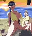 3_girls 3girls aether_foundation alolan_golem alolan_pokemon alternate_hair_style alternate_hairstyle beach big_breasts bikini bikini_aside bosomancer breasts elesa flower girl_on_top golem hair_flower huge_breasts interspecies licking_lips lillie lillie_(pokemon) lusamine milf mother_and_daughter multiple_girls nude ocean on_top pokemon pokemon_(game) pokemon_bw pokemon_bw2 pokemon_sm porkyman sand sex shocked sunset surprised sweating swimsuit tongue tongue_out vaginal vaginal_sex water white_bikini white_swimsuit yellow_bikini