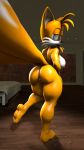 1girl 2017 3d_(artwork) anthro anus areola big_breasts blue_eyes breasts canine digital_media_(artwork) erect_nipples fox fur genderswap hair inside looking_at_viewer lowkeydiag mammal miles_"tails"_prower multiple_tails nipples nude open_mouth presenting pussy sega smile source_filmmaker tail video_games white_fur