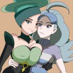  2_girls 2girls battale_chatelaine_sisters battle_chatelaine_trainer big_breasts breast_press breasts breasts_press clothed creatures_(company) deviantart game_freak green_eyes green_hair hcitrus hug huge_breasts hugging humans_of_pokemon kahili lematin_(pokemon) long_hair mole mole_under_eye morgan_(pokemon) multiple_girls nintendo pokemon pokemon_(anime) pokemon_(game) pokemon_omega_ruby_&amp;_alpha_sapphire pokemon_oras pokemon_sm pokemon_xy porkyman trial_captain 