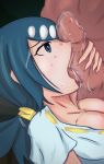 1_boy 1_girl 1boy 1girl blue_eyes blue_hair clothed_female_nude_male erection fellatio female freckles grimmelkin grimmelkin_(artist) lana's_mother licking licking_penis male male/female milf oral penis pokemon pokemon_(anime) pokemon_sm suiren's_mother