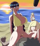 3_girls aether_foundation alolan_golem alolan_pokemon alternate_hair_style alternate_hairstyle beach big_breasts bikini bikini_aside bosomancer breasts elesa flower girl_on_top golem hair_flower huge_breasts interspecies licking_lips lillie lillie_(pokemon) lusamine milf mother_and_daughter multiple_girls nude ocean on_top pokemon pokemon_(game) pokemon_bw pokemon_bw2 pokemon_sm porkyman sand sex shocked sunset surprised sweating swimsuit tongue tongue_out vaginal vaginal_sex water white_bikini white_swimsuit yellow_bikini