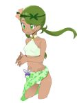  1_female 1_human 1girl clothed female female_human green green_eyes human human_only long_hair mallow mallow_(pokemon) mao_(pokemon) ookamiuo panties pokemon pokemon_sm simple_background solo standing underwear white_background 