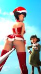 3d ass big_ass big_breasts breasts christmas dat_ass dual_persona female looking_at_viewer looking_back no_panties olivia_mann pussy santa_hat santa_outfit smile source_filmmaker team_fortress team_fortress_2 tease uwotinfokm8