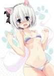 bikini cute looking_at_viewer neko striped_bikini swimsuit twitter