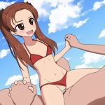 bikini bikini_aside girl_on_top girls_und_panzer holding_hand holding_hands interlocked_fingers kadotani_anzu milky_parfait red_bikini sex smile twin_tails vaginal vaginal_sex