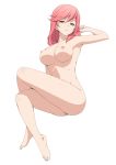 1girl armpits big_breasts breasts edit feet full_body high_resolution long_hair looking_at_viewer nipples nude one_arm_up pink_hair relie_aingram sa_no_hi_ra_mugi saijaku_muhai_no_bahamut simple_background smile white_background yellow_eyes