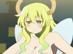 1girl animated anime aqua_hair big_breasts bouncing_breasts breasts cleavage dragon_girl ecchi eyebrows eyebrows_visible_through_hair eyelashes female female_only gif hair horns huge_breasts humanoid kobayashi-san_chi_no_maidragon long_hair miss_kobayashi's_dragon_maid multicolored_eyes multicolored_hair quetzalcoatl_(dragon_maid) solo_female talking wings