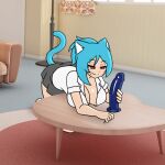  1:1 1girl 1girl 2d_animation alternate_species animal_humanoid big_breasts blue_hair breasts cartoon_network cat_humanoid cleavage clothed clothing dildo felid felid_humanoid feline feline_humanoid frame_by_frame gif hair handjob humanoid humanoidized imminent_oral low_res mammal mammal_humanoid masturbation mikeinel nicole_watterson penile sex sex_toy short_playtime the_amazing_world_of_gumball 