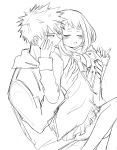 bakugou_katsuki blouse blush boku_no_hero_academia breast_grab couple grabbing_from_behind groping groping_breasts hands_on_breasts male/female monochrome my_hero_academia sitting_on_lap uraraka_ochako