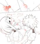  1boy 1girl bakugou_katsuki blouse boku_no_hero_academia grchloex groping kacchako lactation licking_nipples male/female my_hero_academia nipple_licking nipple_pinch nipple_suck nipple_tweak saliva sucking_nipples uraraka_ochako 