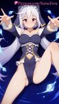 1girl 1girl 1girls 2025 ai ai_generated anime anime_style asian bangs bare_shoulders big_breasts black_leotard blue_hair blush breasts bust cameltoe closed_mouth clothing_cutout collarbone covered_nipples cross-laced_clothes crystal duel_monster eris_(konosuba) female_focus female_only frilled_leotard frills habit hentai high_quality high_res high_res high_resolution highleg highleg_leotard jewelry knee_up kono_subarashii_sekai_ni_shukufuku_wo! leotard long_hair long_sleeves looking_at_viewer low_twintails lying medium_breasts natsuyoru navel navel_cutout necklace nun on_back outstretched_arms patreon purple_eyes purple_hair smile solo_female spread_legs stable_diffusion thighs twin_tails very_long_hair voluptuous voluptuous_female white_hair