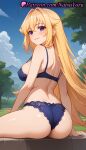 1girl 1girl 1girls 2025 ahoge ai ai_generated anime anime_style ass ass back bangs bare_arms bare_shoulders big_breasts big_breasts blonde_hair blue_bra blue_panties blue_sky blush bra breasts bust cloud day female_focus female_only from_behind hair_flaps hair_intakes hentai high_quality high_res high_res high_resolution juicy_butt koshi_torako lace-trimmed_bra lace-trimmed_panties lace_trim large_ass lingerie long_hair looking_at_viewer looking_back my_deer_friend_nokotan natsuyoru outside panties panties parted_lips patreon purple_eyes shikanoko_nokonoko_koshitantan sideboob sitting sky smile solo_female stable_diffusion strap_gap thighs tree underwear underwear_only very_long_hair voluptuous voluptuous_female