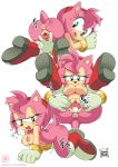 <3 1girl 1girl 2017 amy_rose anthro anus ass black_nose boots clothing coolblue english_text footwear furry gloves green_eyes hair heavy_breathing hedgehog japanese_text mammal nude pink_hair pussy sega short_hair sweat text tongue video_games