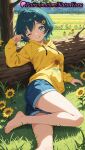 1girl 1girl 1girls 2025 ahoge ai ai_assisted ai_generated anime anime_style aqua_eyes aqua_hair asian bangs bare_legs barefoot big_breasts blue_eyes blue_hair blue_shorts blush breasts bust closed_mouth day denim denim_shorts drawstring feet female_focus female_only field floral_print flower foot_fetish foot_out_of_frame grass green_hair hair_clips hair_flower hair_ornament hairclip hentai high_quality high_res high_res high_resolution hood hood_down hoodie jacket legs long_sleeves looking_at_viewer lying medium_breasts natsuyoru nature on_grass on_ground on_side one_eye_closed ooto_ai outside patreon short_hair short_shorts shorts smile solo_female stable_diffusion sunflower sunflower_hair_ornament sunlight thighs toenail_polish toenails toes tongue tongue_out tree voluptuous voluptuous_female wonder_egg_priority yellow_flower yellow_hoodie