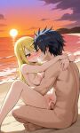 beach blush cum_dripping_out_of_pussy fairy_tail gray_fullbuster heart lucy_heartfilia pixai public_nudity vaginal_sex