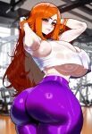 1girl 1girl ai_generated bleach curvy curvy_female curvy_figure gym gym_clothes inoue_orihime orange_hair