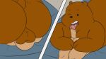 2018 69_position balls bear bed cartoon_network comic fellatio grizzly_(wbb) grizzly_bear human humanoid_penis licking male mammal moobjob obese one_eye_closed oral overweight penis sex simple_background tailwag testicle_grab testicles_on_face thevillager tongue tongue_out we_bare_bears