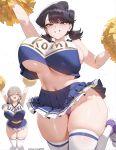 2_girls ai_generated black_hair breasts cheerleader cheerleader_uniform high_res hips huge_breasts komi-san_wa_komyushou_desu komi_shuuko light-skinned_female light_skin long_hair lucyla mature_female milf short_hair skirt stockings thick_thighs thighs uzaki-chan_wa_asobitai! uzaki_tsuki white_hair wide_hips