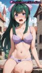 1girl 1girl 1girls 2025 ai ai_generated anime anime_style arm_support bangs bare_arms bare_shoulders big_breasts big_breasts blue_eyes blue_sky blush bow bow_bra bow_panties bra breasts building bust cleavage cloud collarbone crying crying_with_eyes_open day earrings female_focus female_only green_hair hair_bow hair_ribbons hentai high_quality high_res high_res high_resolution house lace-trimmed_bra lace_trim long_hair looking_at_viewer medium_breasts midriff natsuyoru navel open_mouth outside panties panties patreon ponytail purple_bow purple_bra purple_panties ribbon sitting sky solo_female stable_diffusion stomach tate_no_yuusha_no_nariagari tearing_up tears teeth the_rising_of_the_shield_hero thighs town underwear underwear_only voluptuous voluptuous_female yomogi_emarl