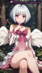 1girl 1girl 1girls 2025 ahoge ai ai_generated angel_wings anime anime_style antenna_hair asian bangs bare_shoulders big_breasts blush bow breasts bust choker collarbone crossed_legs detached_sleeves dress feathered_wings feet_out_of_frame female_focus female_only finger_to_mouth fitoria forest grey_hair hair_intakes halo hentai high_quality high_res high_res high_resolution index_finger_raised legs long_sleeves looking_at_viewer medium_breasts natsuyoru nature outside pantyhose parted_lips patreon pink_bow pink_choker pink_dress pink_eyes short_hair shushing silver_hair sitting sleeveless sleeveless_dress smile solo_female stable_diffusion tate_no_yuusha_no_nariagari the_rising_of_the_shield_hero thighs tree voluptuous voluptuous_female white_dress white_hair white_sleeves white_wings wings