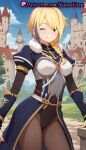 1girl 1girl 1girls 2025 ai ai_generated anime anime_style armor bangs big_breasts black_leotard blonde_hair blue_eyes blue_hair blue_sky blush bodysuit braid braided_ponytail breasts brown_pantyhose bust castle claire_(konosuba) closed_mouth cloud cowboy_shot day female_focus female_only fur_trim groin hair_over_shoulder hentai high_quality high_res high_res high_resolution highleg highleg_leotard kono_subarashii_sekai_ni_shukufuku_wo! layered_sleeves leotard long_hair long_sleeves looking_at_viewer medium_breasts multicolored_hair natsuyoru one_eye_closed outside pantyhose patreon puffy_short_sleeves puffy_sleeves short_over_long_sleeves short_sleeves single_braid sky smile solo_female stable_diffusion standing streaked_hair tongue tongue_out two-tone_hair voluptuous voluptuous_female waist_cape