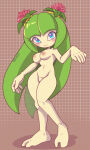 1girl artist_name blue_eyes cosmo_the_seedrian nipples nude pepamintop sega smile sonic_(series) sonic_the_hedgehog_(series) sonic_x