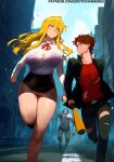 1boy 1girl ai_generated blonde_hair curvy curvy_female curvy_figure highschool_of_the_dead long_hair shizuka_marikawa