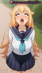 1girl 1girl 1girls 2025 ahegao ahoge ai ai_generated anime anime_style antenna_hair bangs big_breasts big_breasts black_sailor_collar black_skirt blonde_hair blue_neckerchief blue_sailor_collar blue_skirt blush breasts bust cowboy_shot female_focus female_only hair_flaps hentai high_quality high_res high_res high_resolution hypnosis koshi_torako long_hair long_sleeves looking_up mind_control my_deer_friend_nokotan natsuyoru neckerchief open_mouth oral_invitation outside patreon pleated_skirt purple_eyes rolling_eyes sailor_collar sailor_uniform saliva school_uniform serafuku shikanoko_nokonoko_koshitantan shirt skirt solo_female stable_diffusion teeth tongue tongue_out tree uvula voluptuous voluptuous_female white_shirt