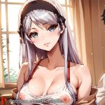 1girl 1girls ai_generated anime anime_girl big_breasts breasts dress henhalla hentai houjou_shisei palpable solo_female young younger_female