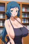 1girl ai_generated apron bishop666 breasts gundam_build_fighters huge_breasts iori_rinko long_hair looking_at_viewer mature mature_female milf naked_apron ponytail