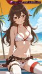 1girl 1girl 1girls 2025 ai ai_generated amber_(genshin_impact) anime anime_style asian bangs bare_arms bare_shoulders beach beach_mat beach_towel beach_umbrella belt belt_pouch big_breasts bikini blue_sky blush bow_hairband breasts brown_belt brown_eyes brown_gloves brown_hair bust cameltoe cleavage cloud collarbone crossed_bangs day female_focus female_only fingerless_gloves genshin_impact gloves grin hair_between_eyes hair_ribbon hairband halterneck hentai high_quality high_res high_res high_resolution long_hair looking_at_viewer loose_belt medium_breasts natsuyoru navel ocean outside palm_tree parasol patreon pouch red_hairband red_ribbon red_thighhighs ribbon sand sitting sky smile solo_female stable_diffusion stockings stomach string_bikini sunlight sweat swimsuit thigh_belt thigh_strap thighs towel tree umbrella voluptuous voluptuous_female wariza water wet white_bikini white_thighhighs