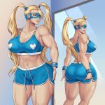 1girl ass big_ass blonde blonde_hair capcom dat_ass gym gym_uniform long_hair mika_nanakawa rainbow_mika standing street_fighter treartz twitter xwf