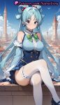 1girl 1girl 1girls 2025 ai ai_generated anime anime_style aqua_(konosuba) aqua_hair bangs bare_shoulders big_breasts big_breasts bird blue_eyes blue_footwear blue_hair blue_shirt blue_skirt blue_sky blush bow bowtie breasts brooch building bust castle closed_mouth clothing cloud crossed_legs day detached_sleeves earrings female_focus female_only frills green_bow green_bowtie hair_bobbles hair_intakes hair_ornament hair_rings hentai high_heels high_quality high_res high_res high_resolution jewelry kono_subarashii_sekai_ni_shukufuku_wo! legwear long_hair long_sleeves looking_at_viewer medium_breasts miniskirt natsuyoru outside panties parted_bangs patreon pleated_skirt shirt shoes single_hair_ring sitting skirt sky sleeveless_shirt smile solo_female stable_diffusion stockings thighs tied_hair underbust underwear very_long_hair voluptuous voluptuous_female white_panties white_thighhighs zettai_ryouiki